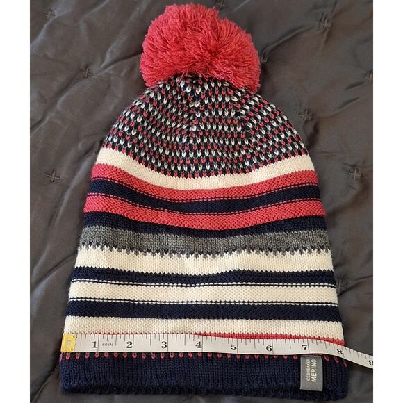 Icebreaker Beanie Women's OSFM Striped Pom Lined Wool Acrylic Winter Cozycore - Picture 5 of 8